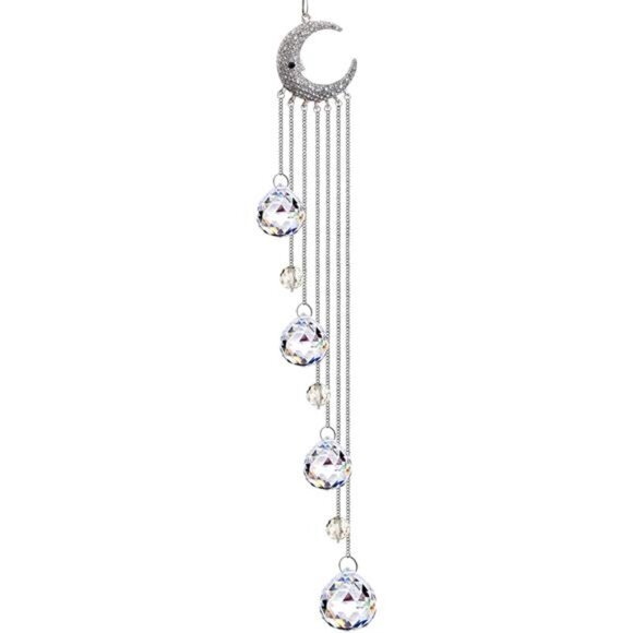 Hanging Clear Crystal Suncatcher Ornaments with Moon Decor Rainbow Maker - Picture 1 of 7